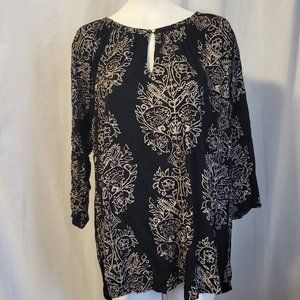 Lucky Brand Women's Plus Size 3X, Black & Tan, Long Sleeved, Blouse, NWT